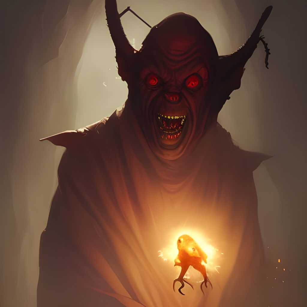 Sinister Demonic E.T. in Dark Fantasy Style