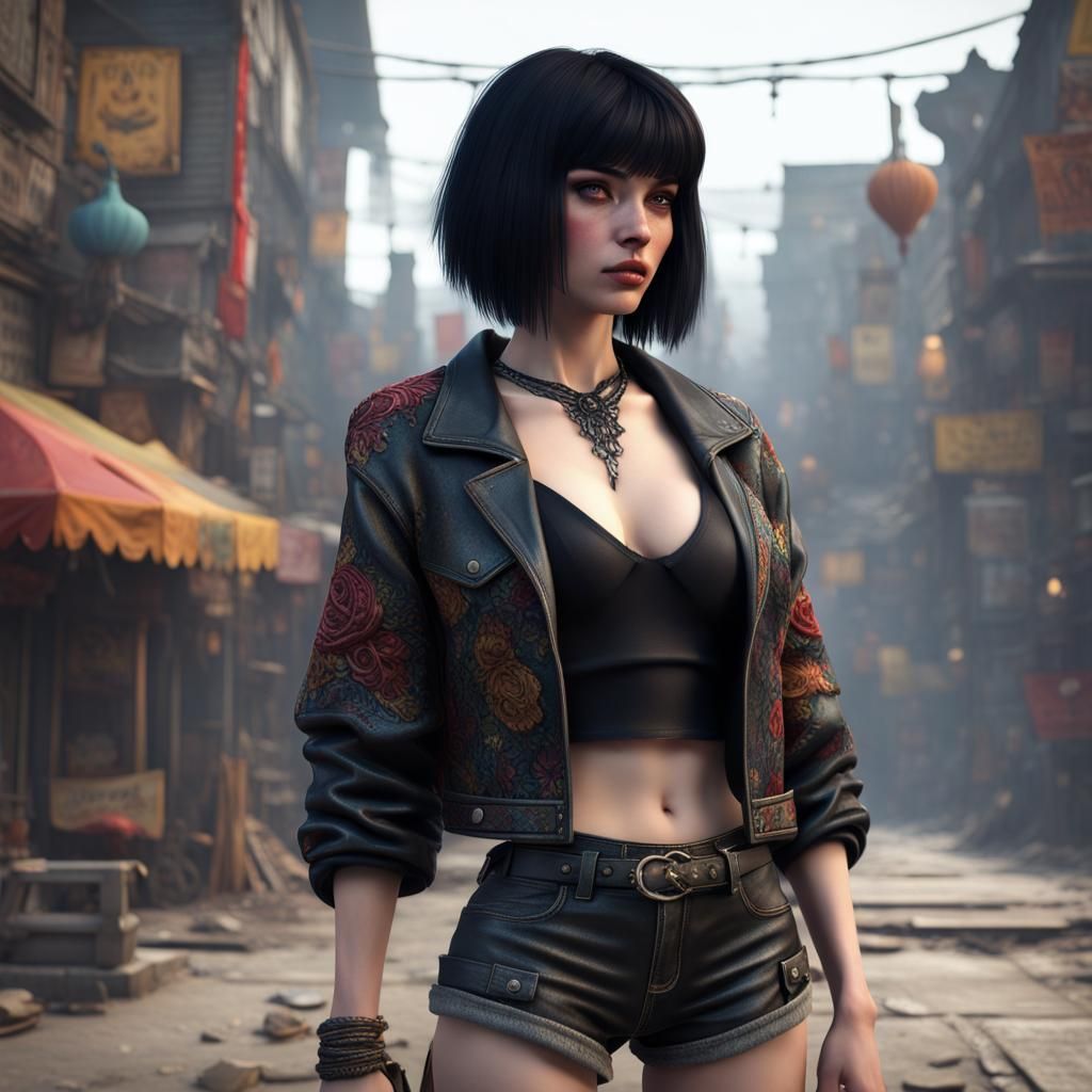 1980s Goth Beauty: Detailed Matte Painting