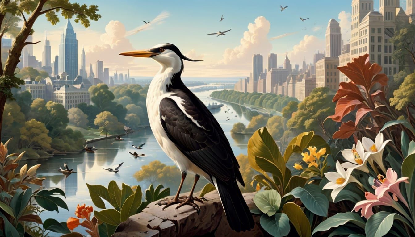 Audubon-Inspired Cityscape Character Portrait