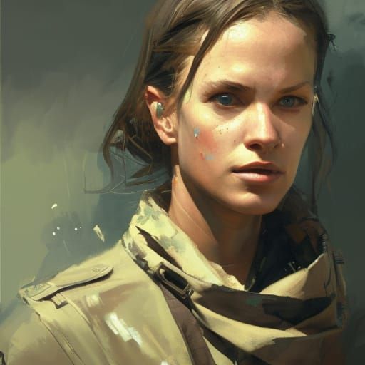 Detailed Portrait of a Female Scout, Digital Art