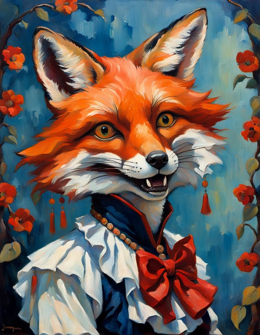 Fox Can-Can Dancer in Gauguin Style