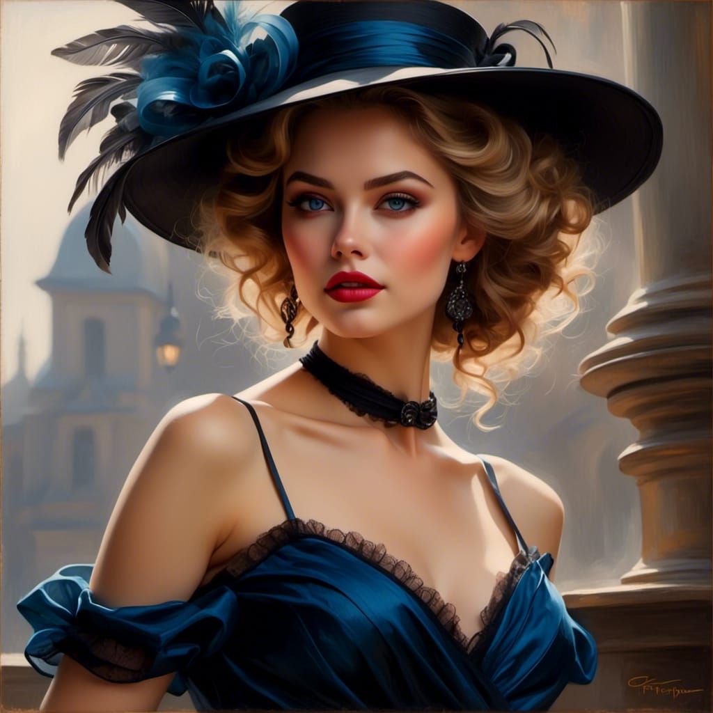 Glamorous 1920s Woman Portrait in Magazine Art Style