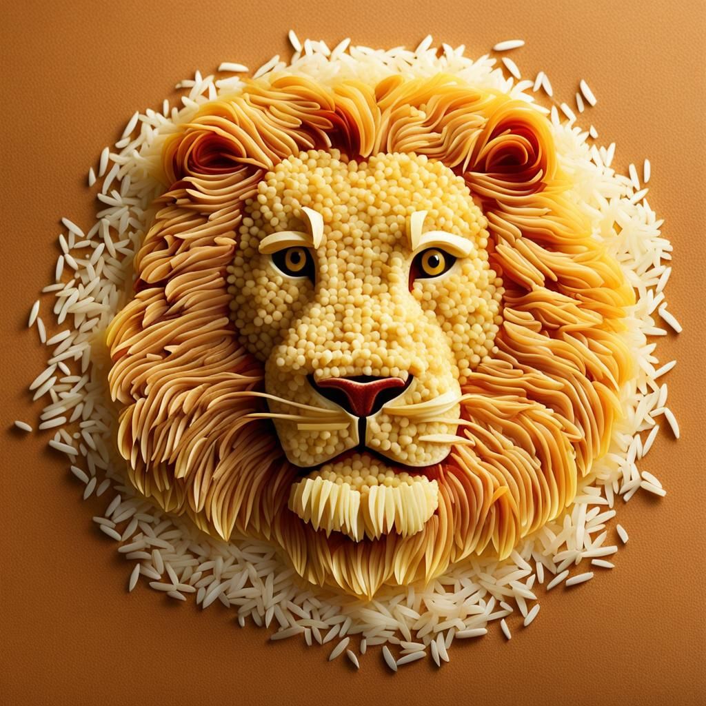 Rice in the shape of a lion, illusions