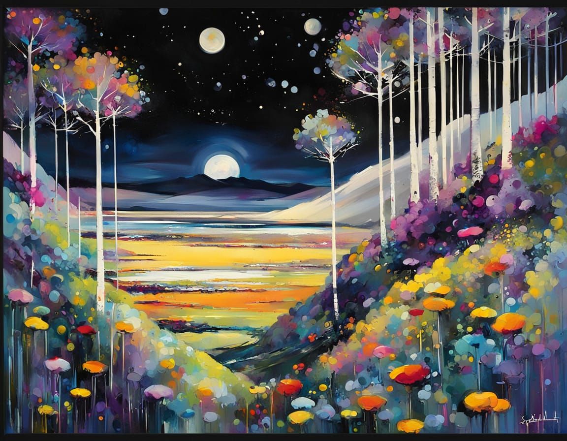 Abstract Cityscape in Neon Colors