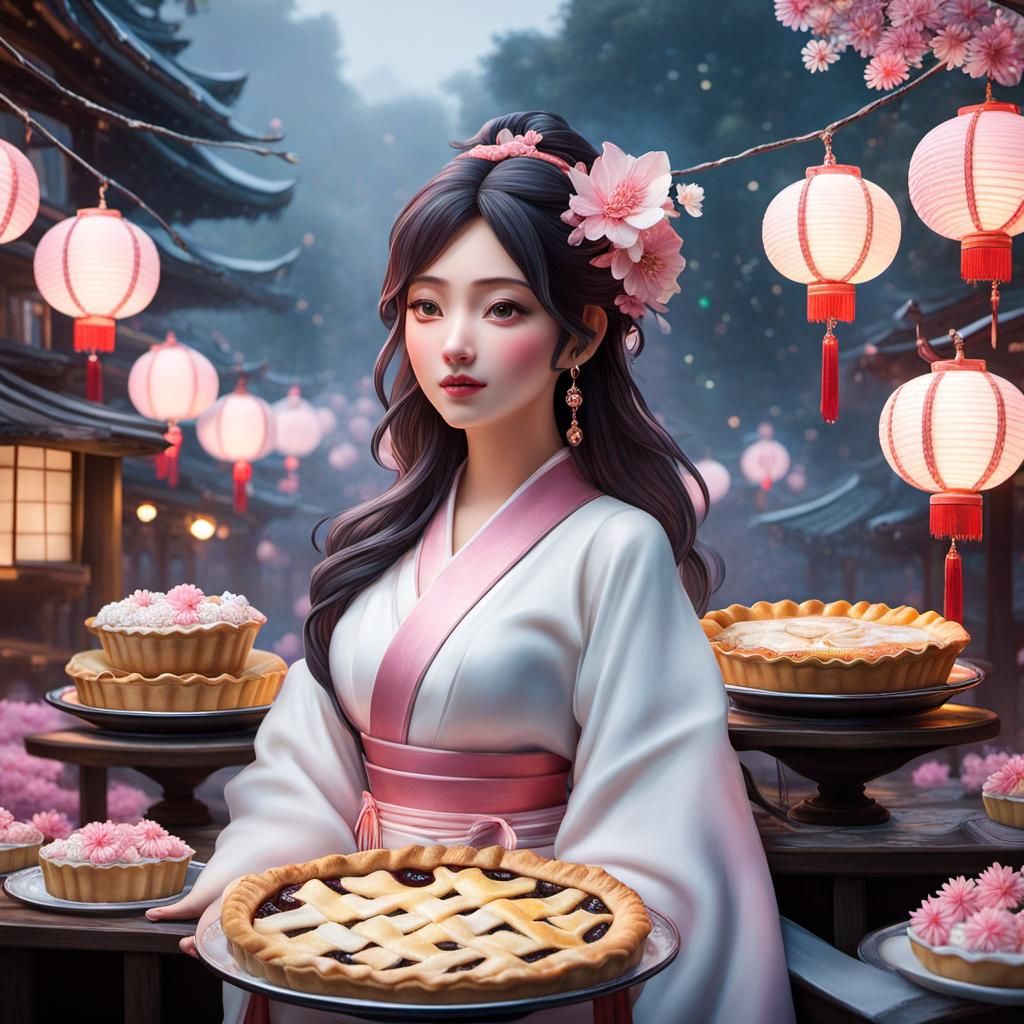 Adorable Chibi Girl in Pie Wonderland