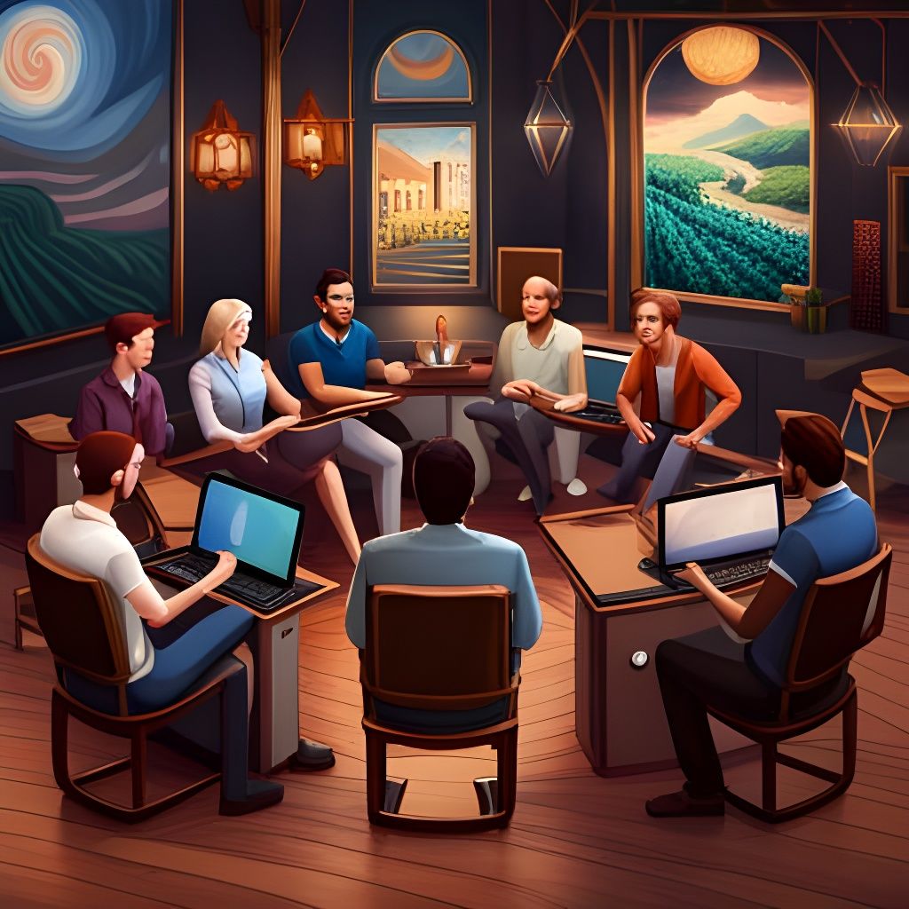 Collaborative AI Art Creation in Vibrant Digital Style