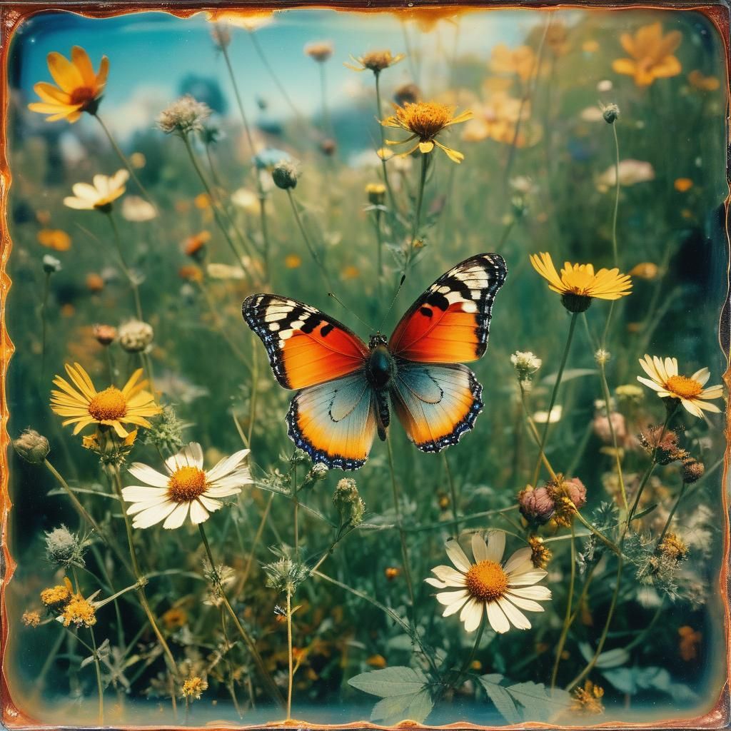 Butterfly Collector in Abandoned Wildflower Meadow