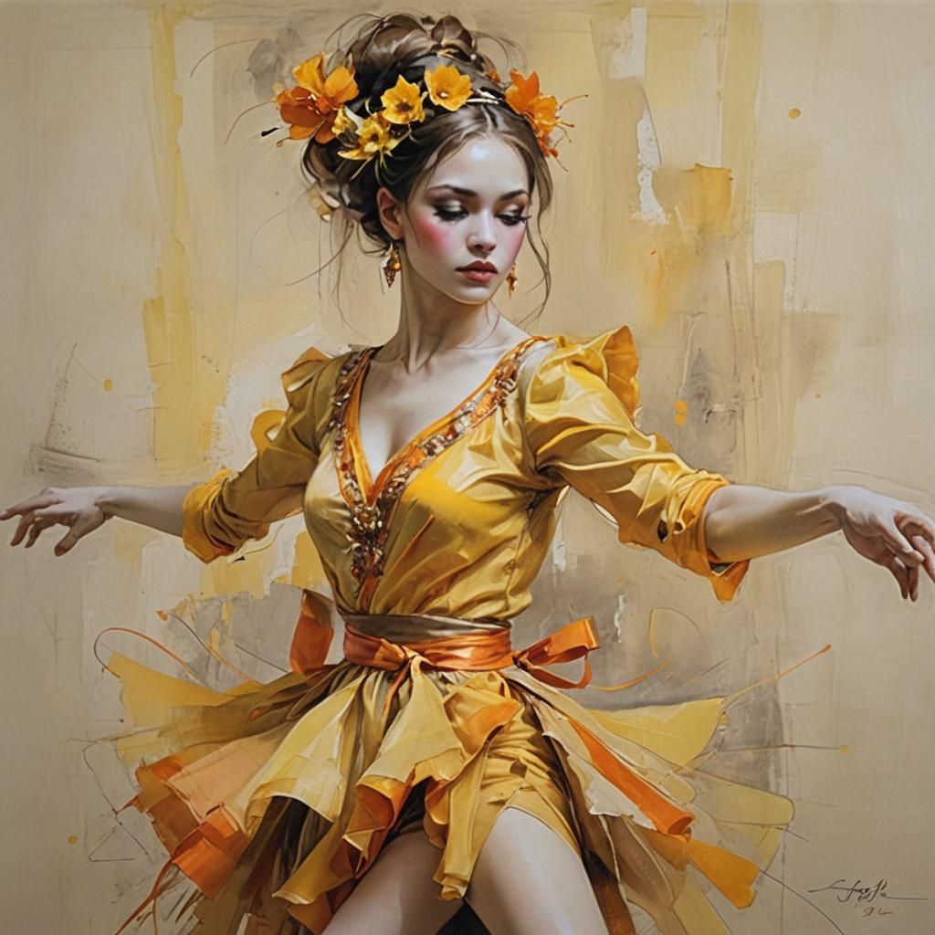 Dancer in Yellow and Orange, Anna Razumovskaya Style