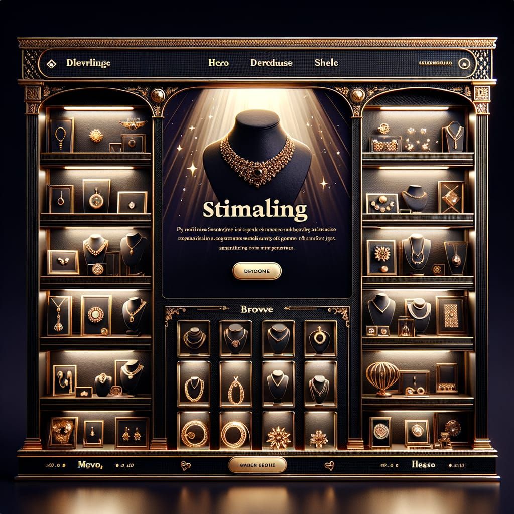 Dark Mode Jewellery Website with Golden Accents