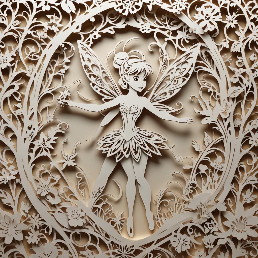 Kirigami Paper Art of Tinker Bell