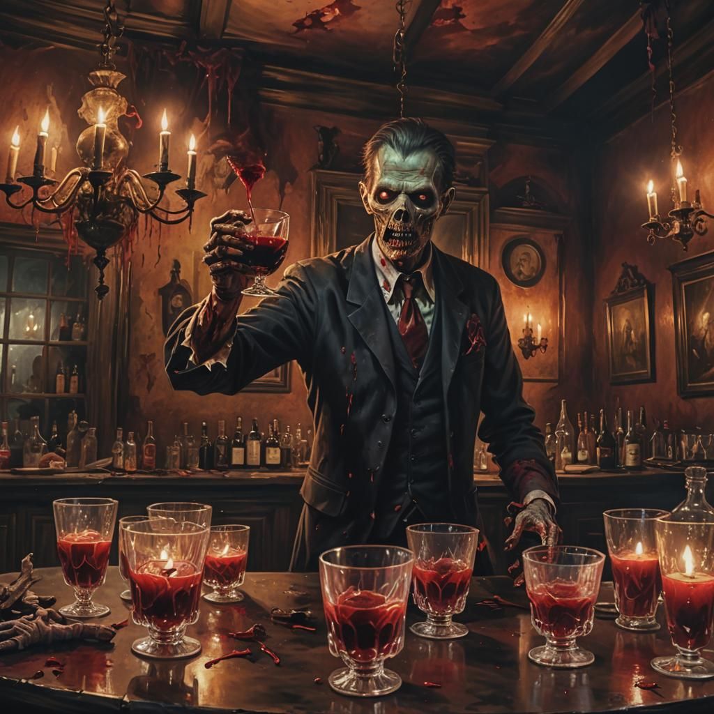 Haunted House Halloween Party with Undead Revelers