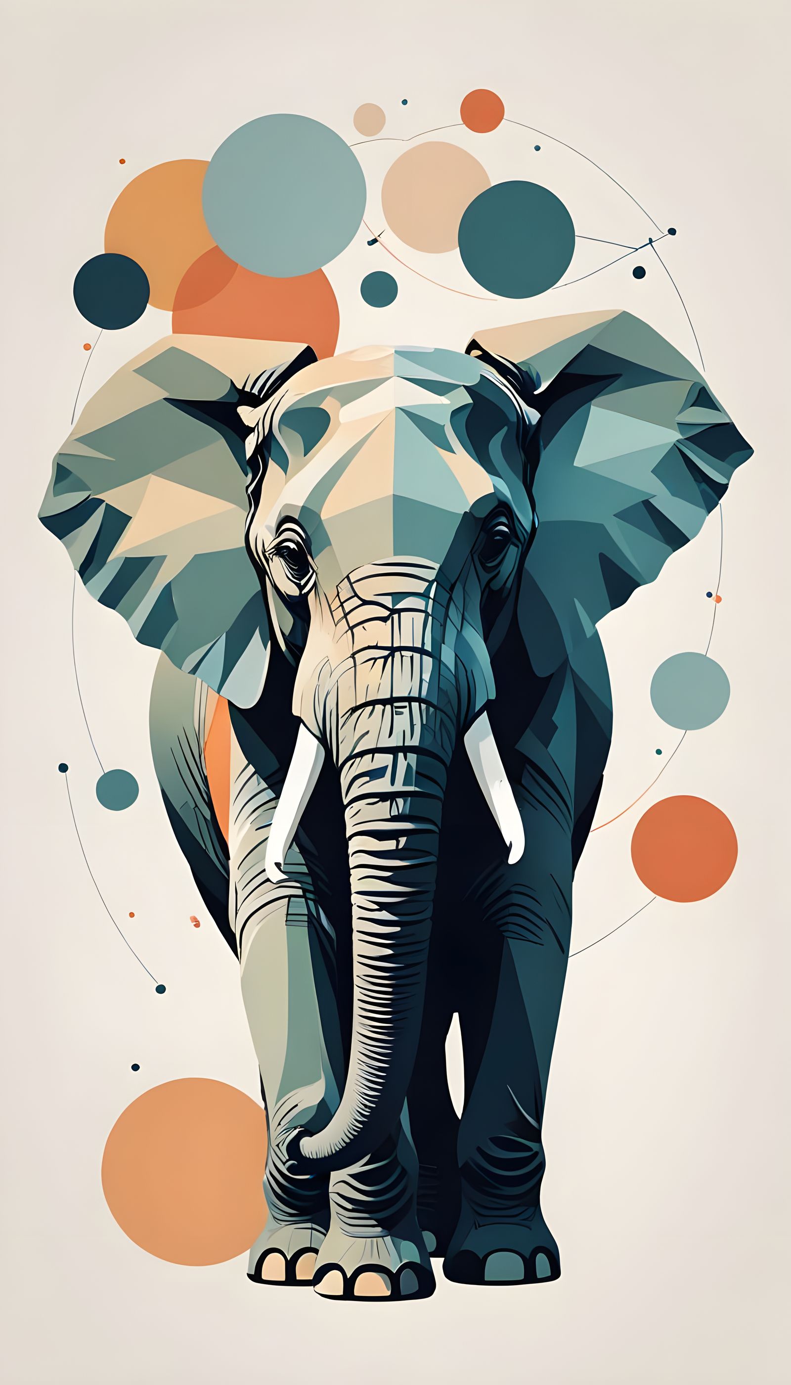Elegant Elephant Geometric Portrait in Earthy Minimalism