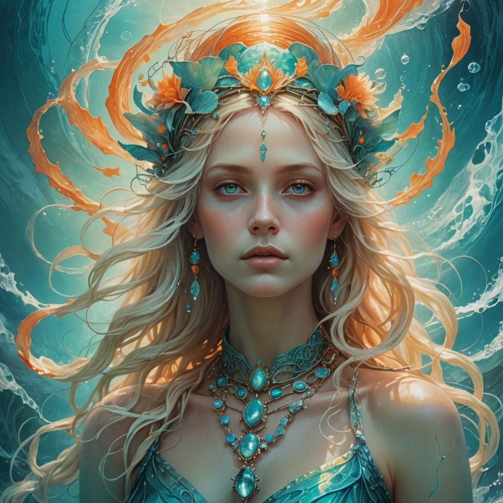 Pisces Goddess Portrait in Fantasy Realism Style