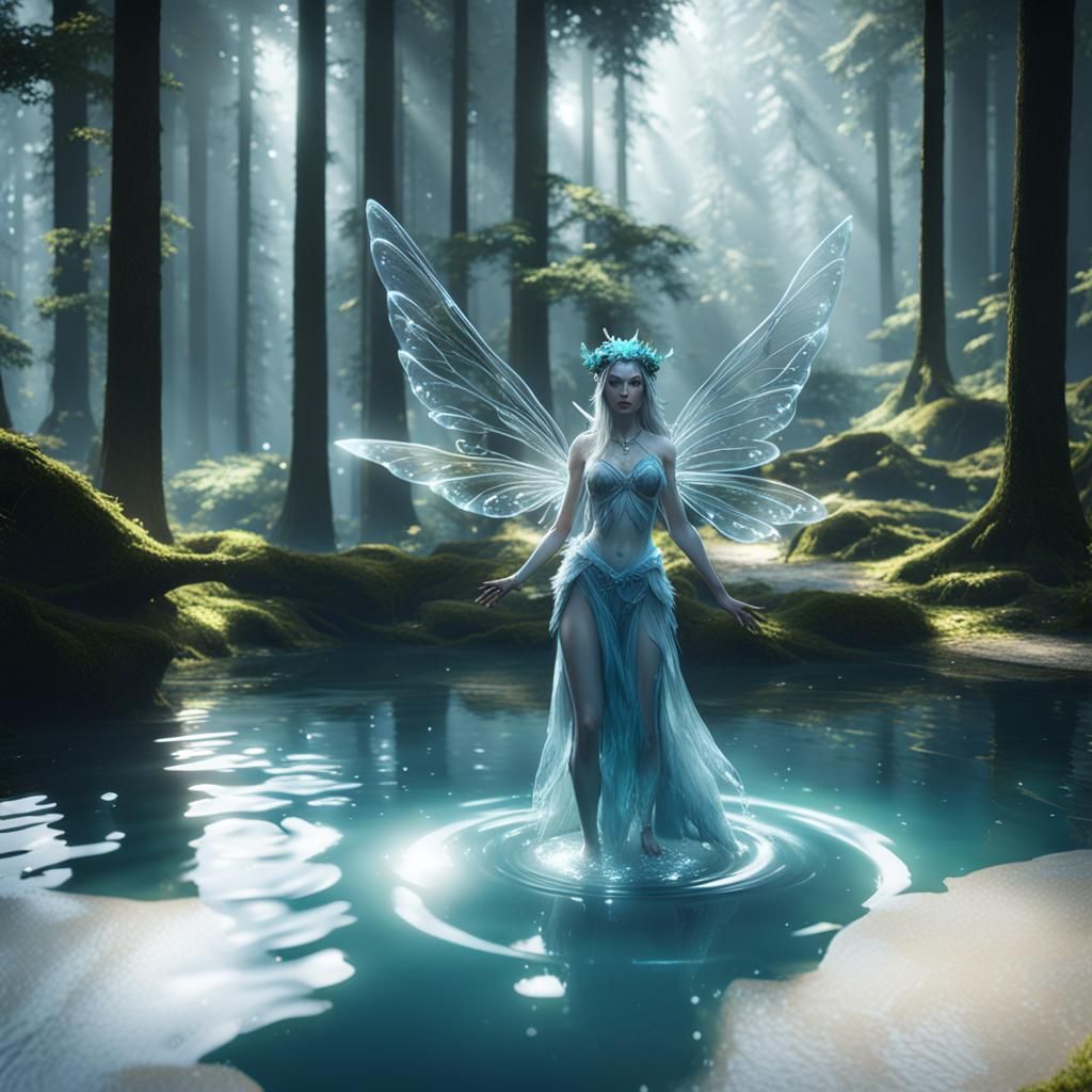 Beautiful Water Fairy in Forest: 3D Game Cinematic