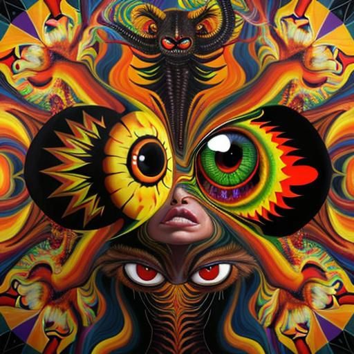 Surreal Creatures with Piercing Eyes in Oil Painting