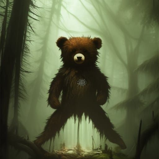 High Gothic Horror: Rotting Teddy Bear in Dark Forest