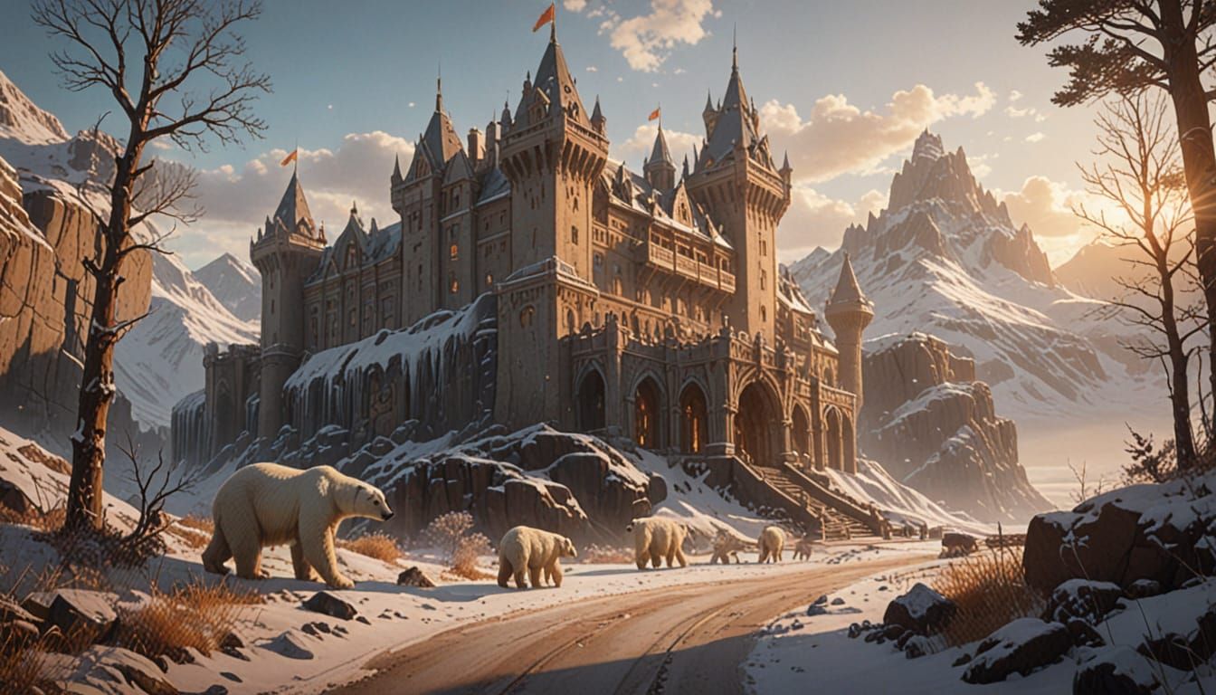 Hyper-Realistic Winter Kingdom Castle Fortress