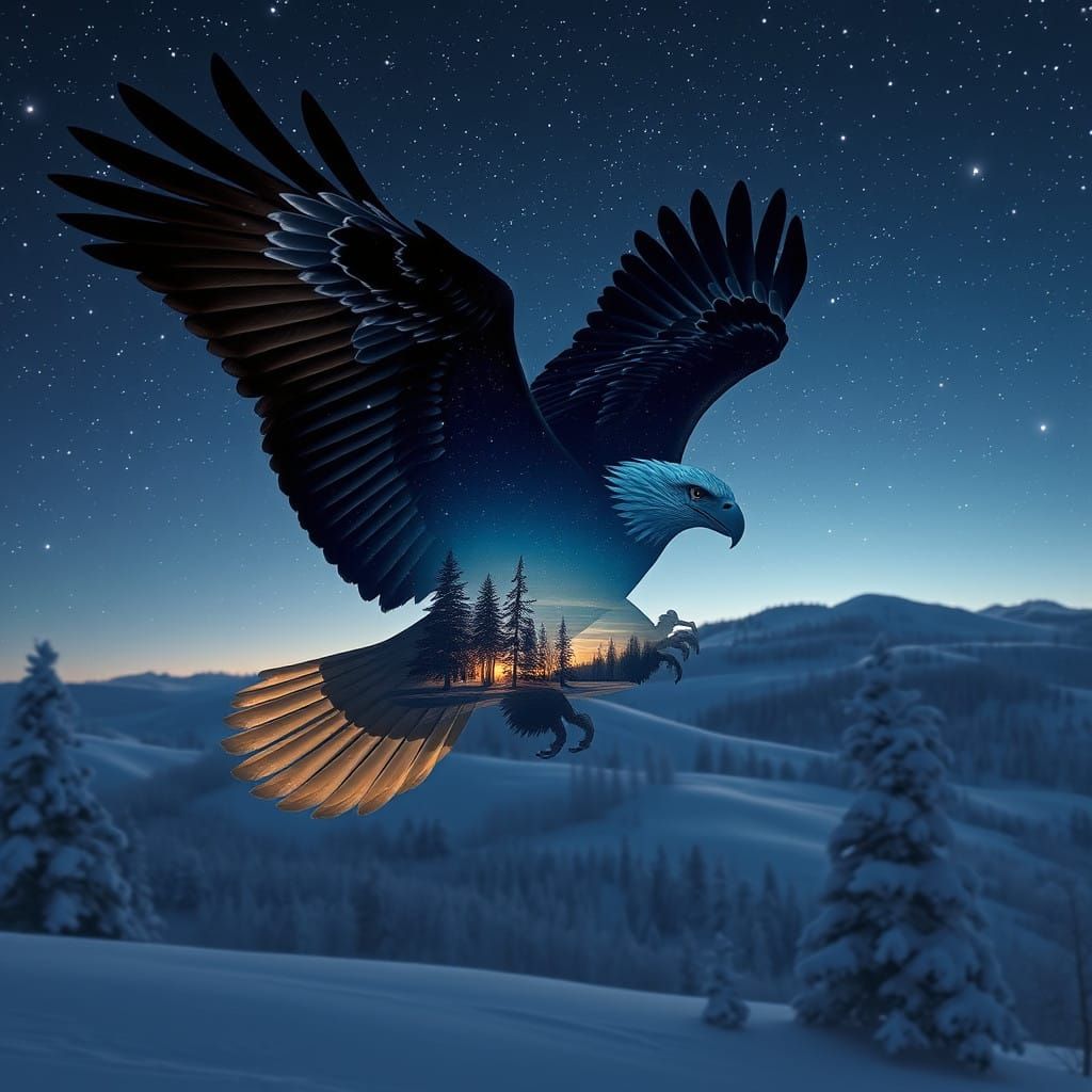 Majestic Eagle in Winter Wonderland
