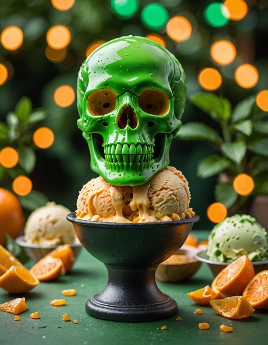 Orange Ice Cream Skull: Professional Photography