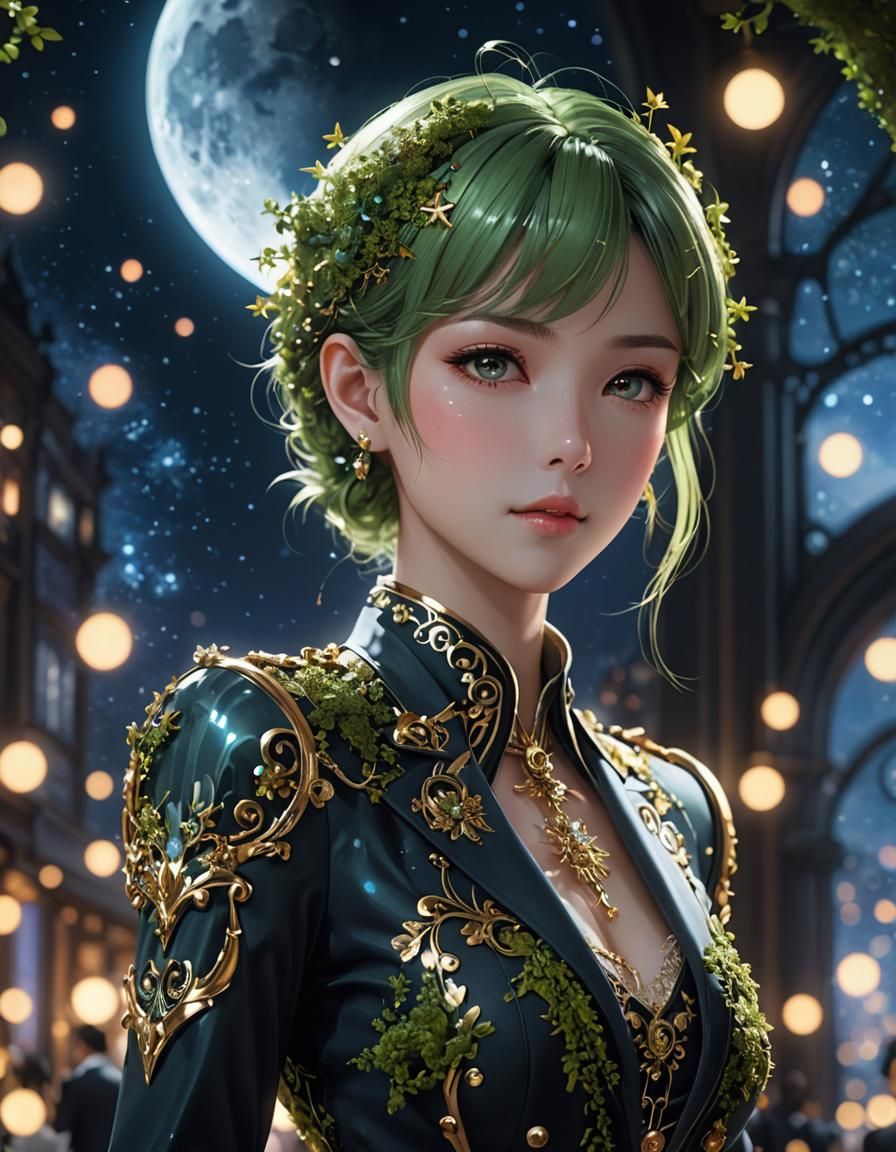 Moss Ballroom Suit with Moon and Stars Bokeh