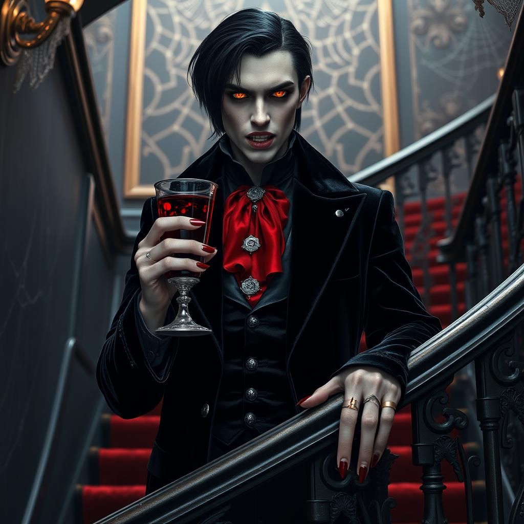 Elegant Vampire Portrait in Dark Fantasy Style