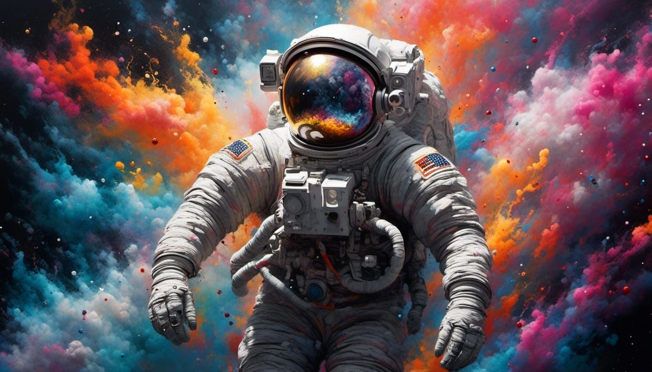Astronaut in Space Graffiti Art Style