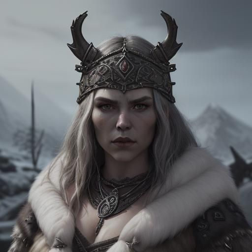 Nordic Woman Portrait with Celtic Pagan Jewellery