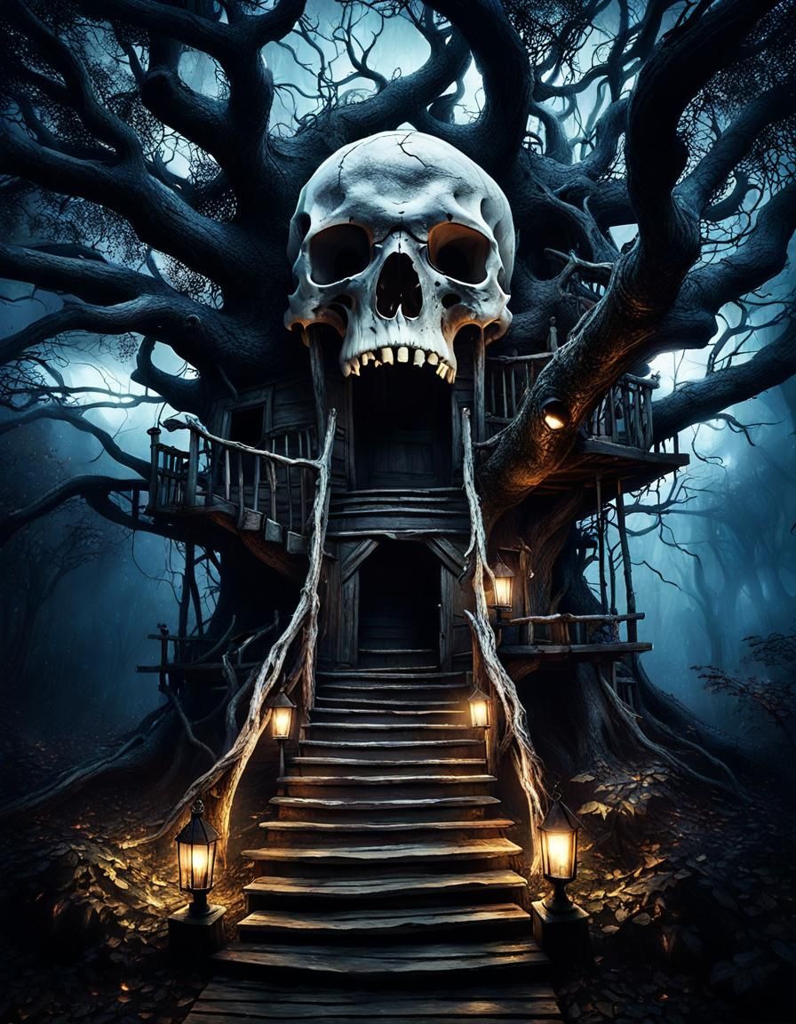Grimdark Skull Treehouse with Lightning