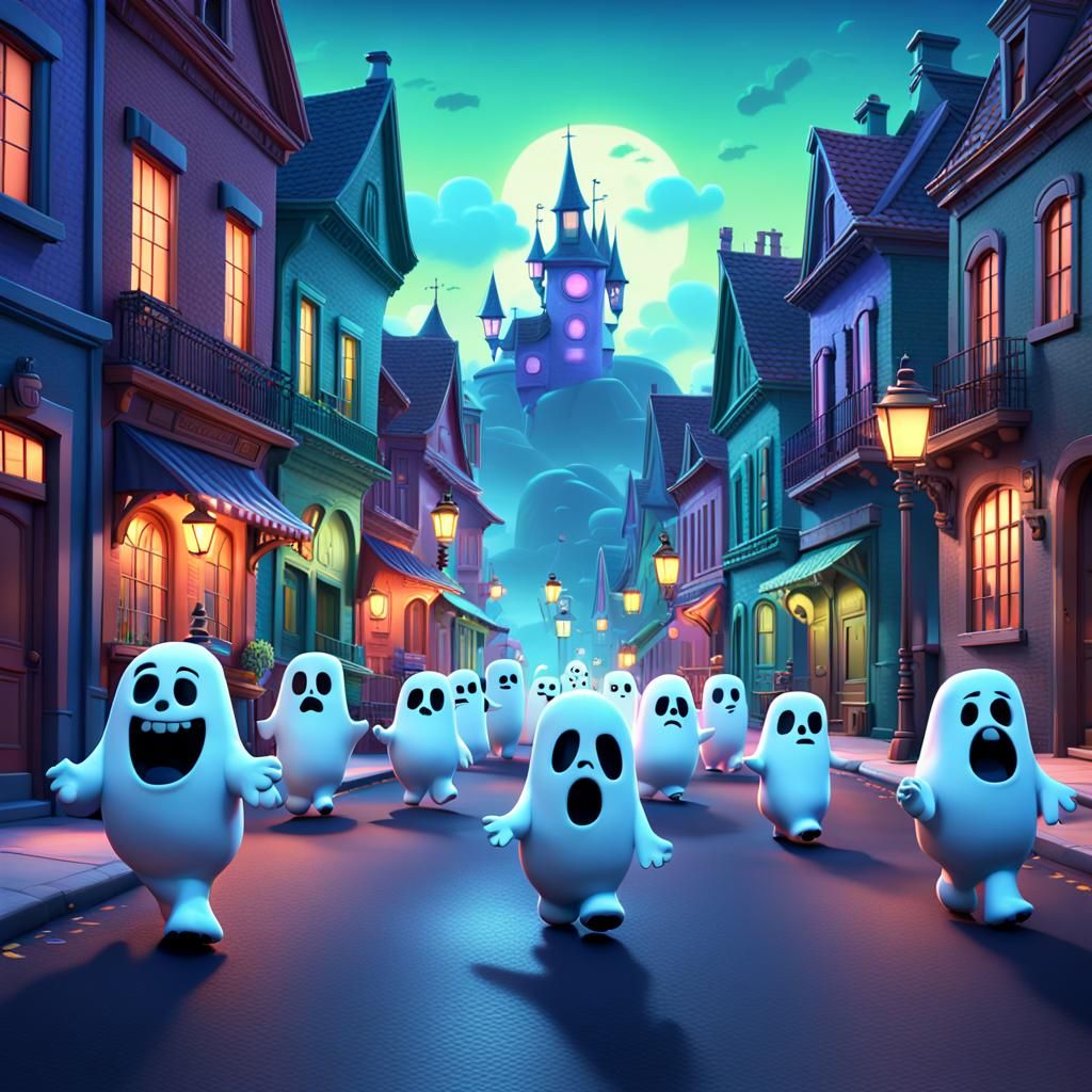 Ghosts on Parade: 3D Digital Art
