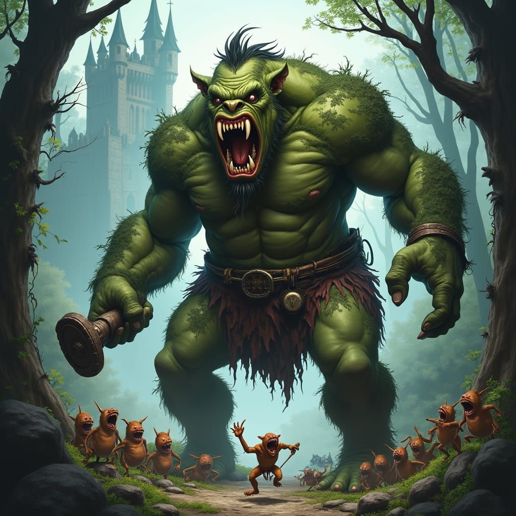 Fantasy Troll in Dark Realm