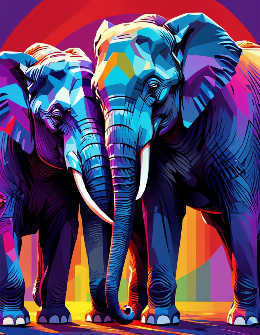 WPAP Elephants in Geometric Embrace