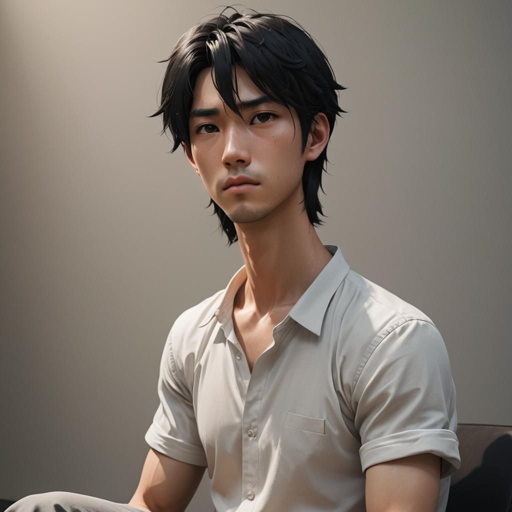 Somber Man in 3D Anime Art Style