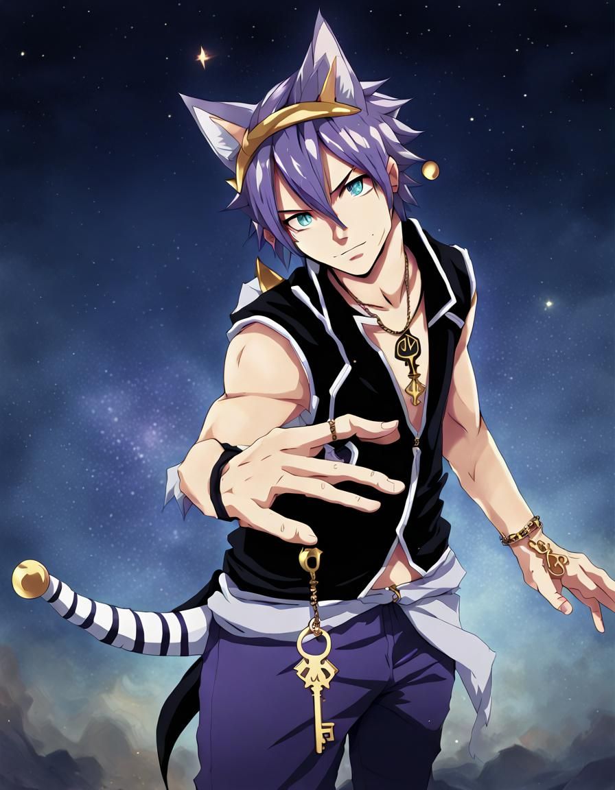 Celestial Spirit Mage with Zodiac Keys in Anime Style