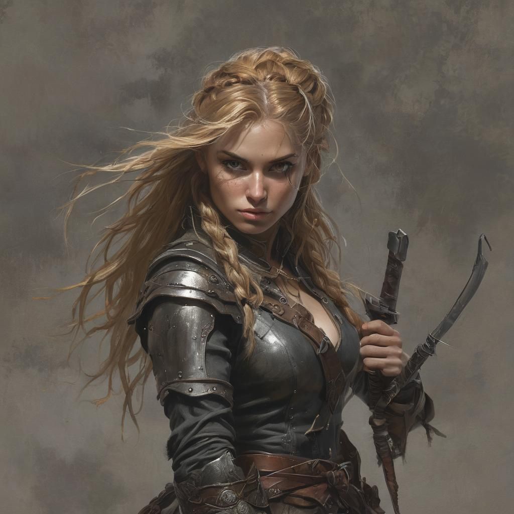 Viking Chieftain on Longship, Oil Painting