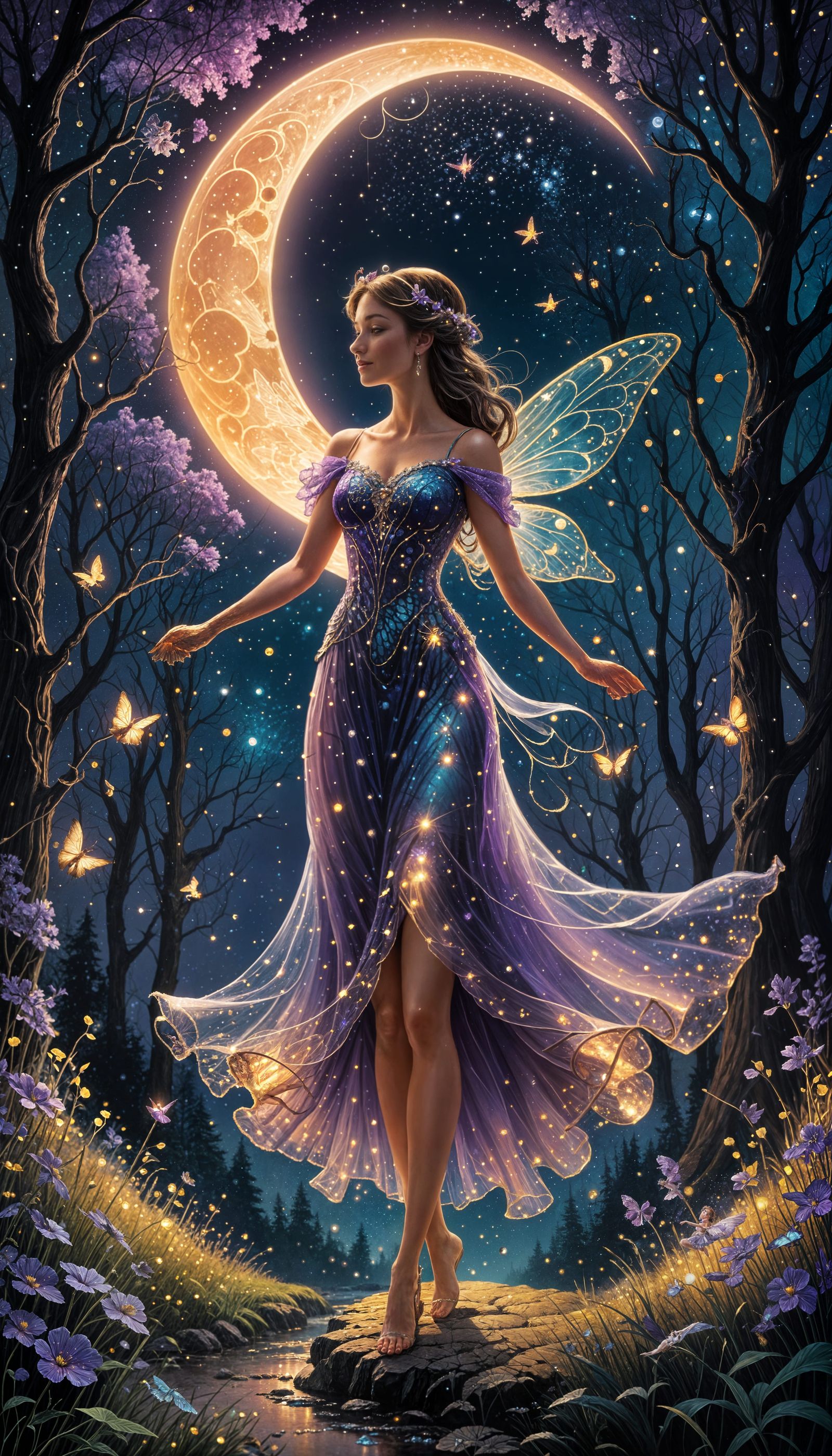 Ethereal Fairy Dances Under the Moonlight in a Whimsical Mas...