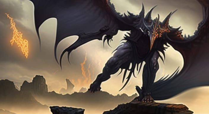 Epic Black Dragon God in Dark Fantasy Style