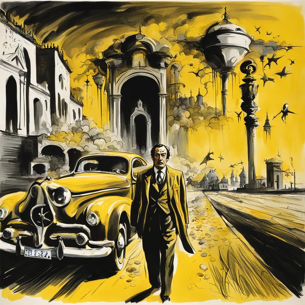 Surreal Giallo Scene in Salvador Dalí Style