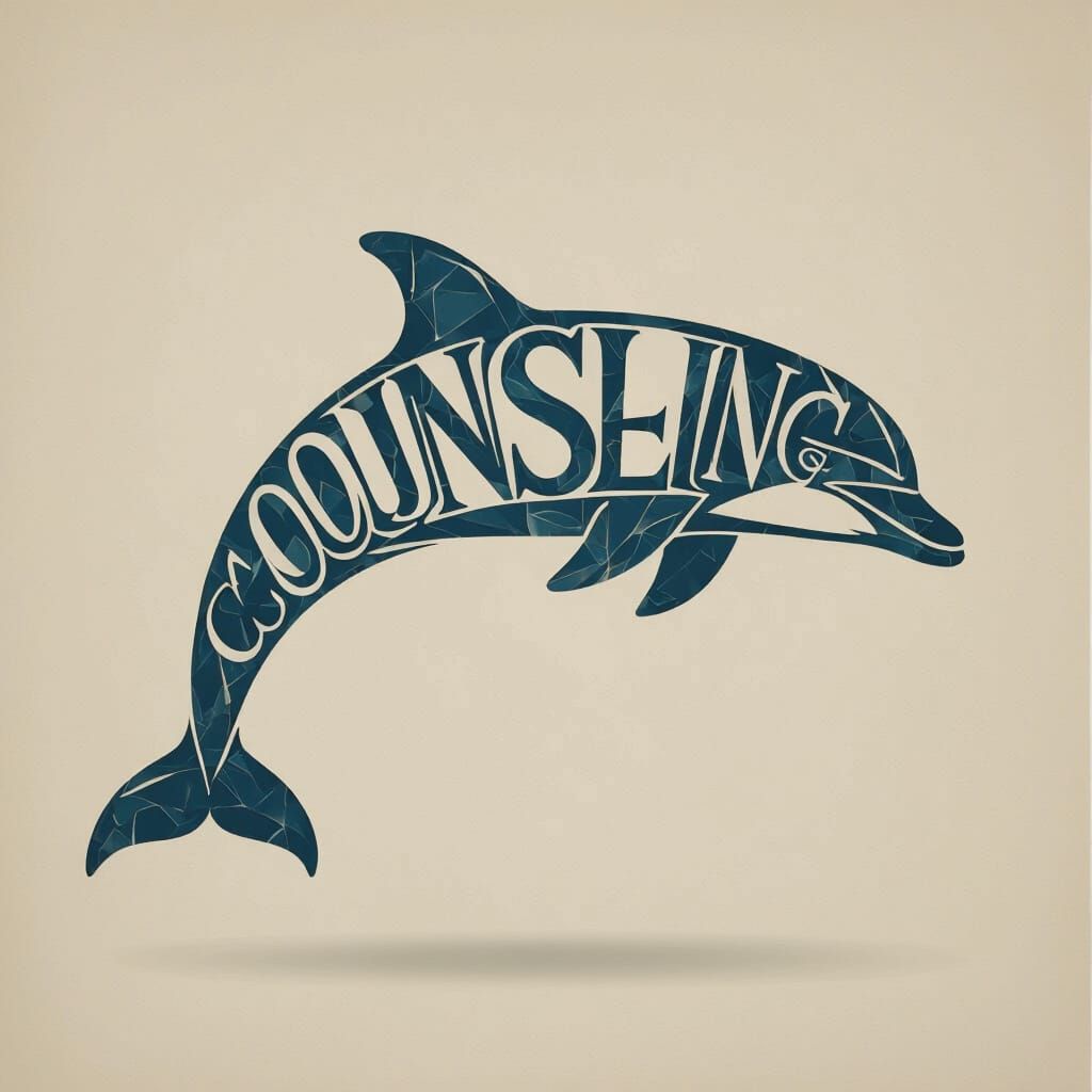 Counseling Word Art Forms Dolphin Silhouette
