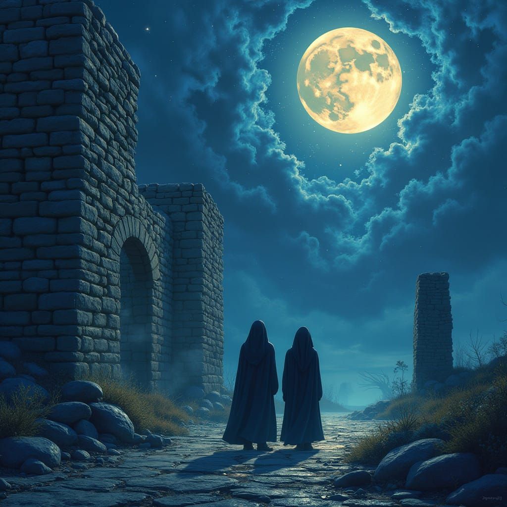 Moonlit Antonine Wall in Whispers of Art Nouveau Mystery