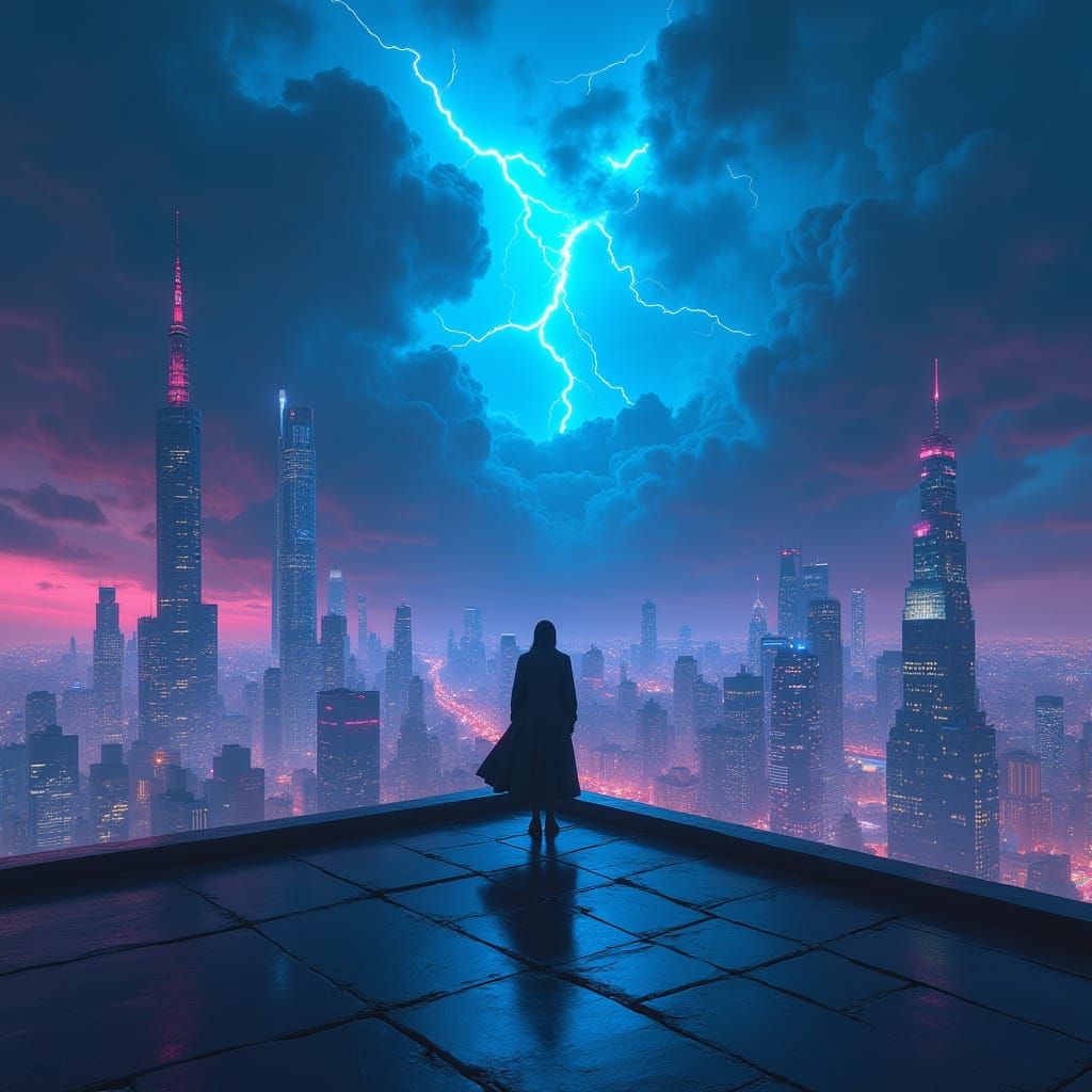 Neon Skyline Silhouette: A Futuristic Cityscape