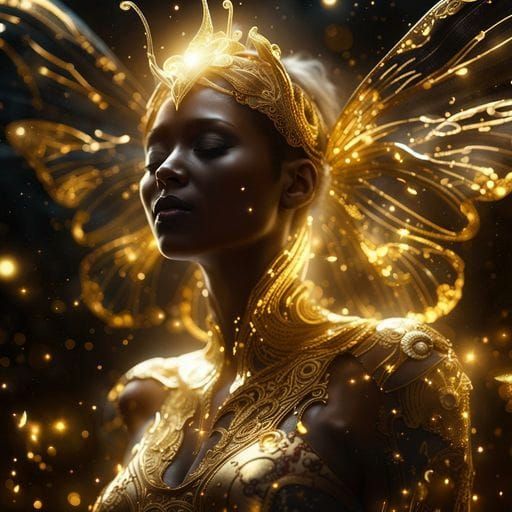 Ethereal Gold Dust Woman with Butterflies