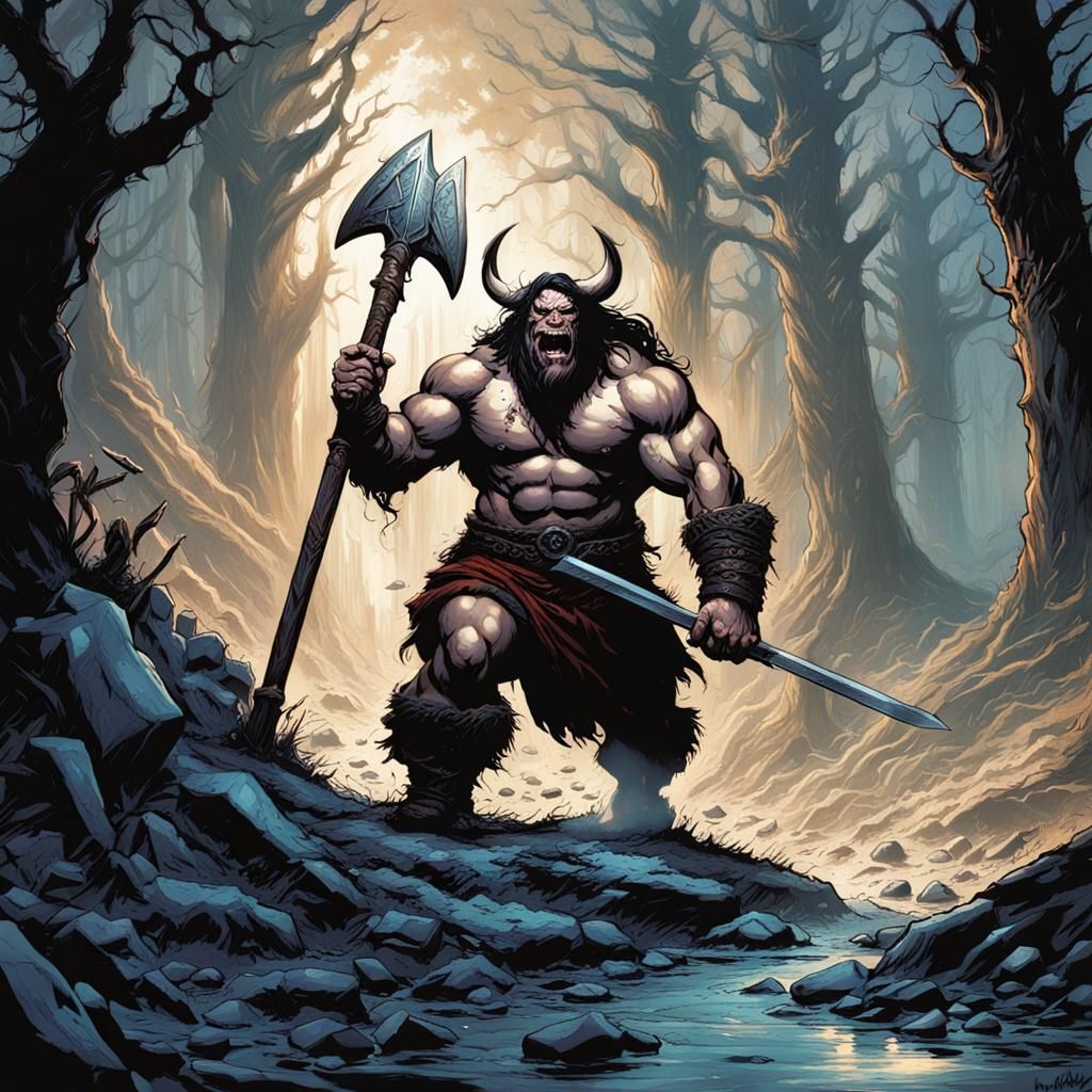 Barbarian Ogre Wielding Bard's Magic