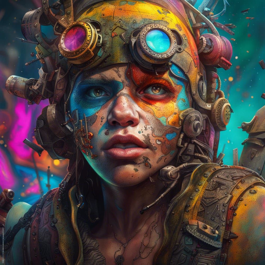 Post-Apocalyptic Wonderland Labyrinth in Splash Art Style