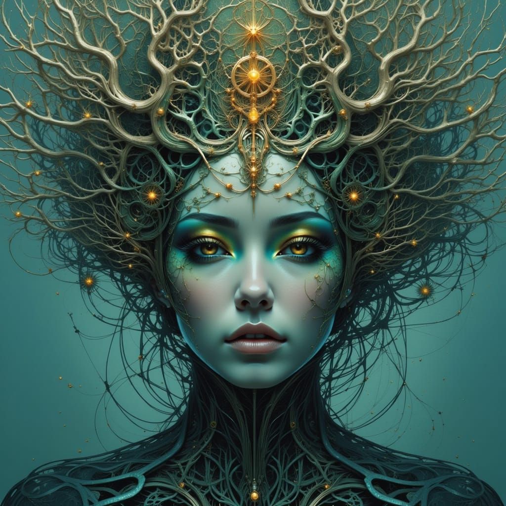 Cosmic Tree of Life in Psychedelic Surrealism