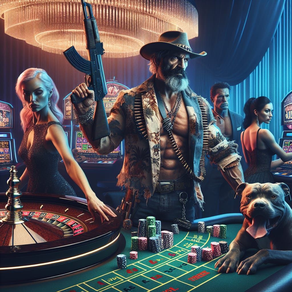 Hyperrealistic Casino Scene with Intense Lighting