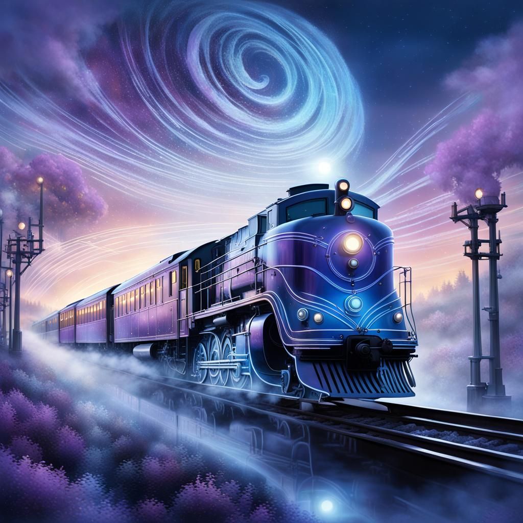 Spectral Locomotive Glides Across Twilight Tracks