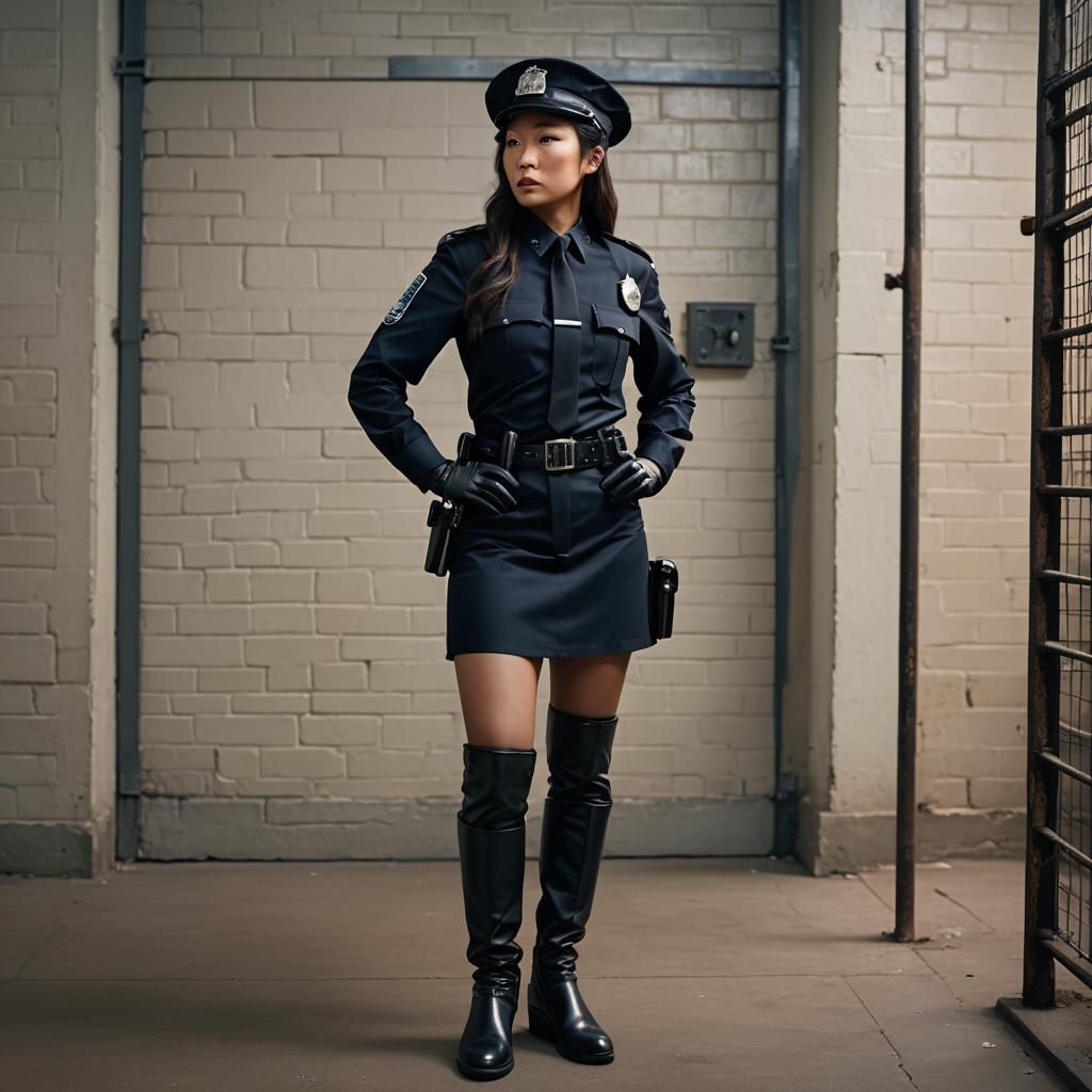 Asian Woman in Police Uniform, Professional Photography