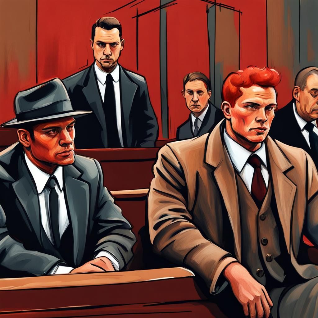 Red Headed Mobster in Courtroom Sketch