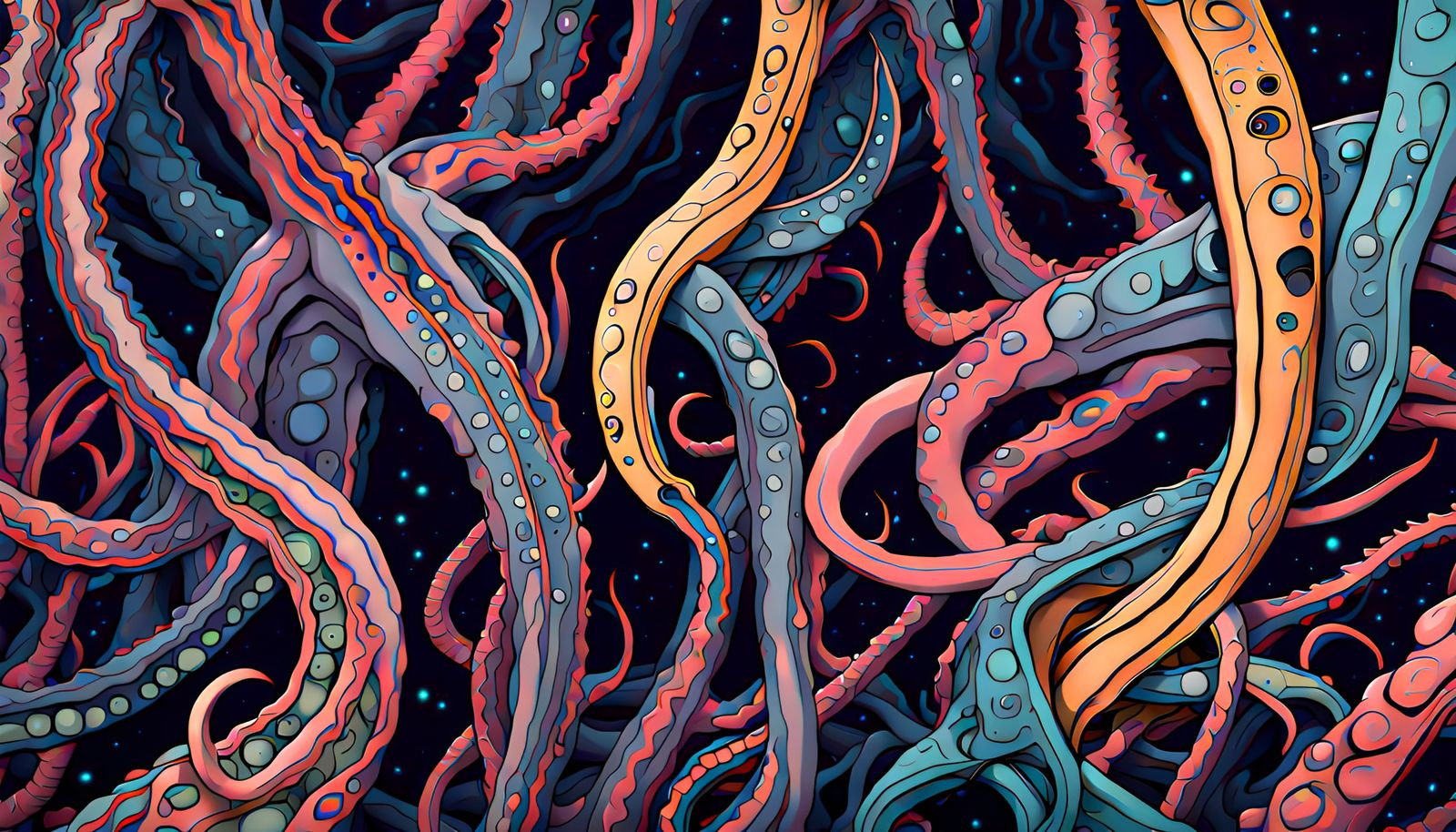 Cosmic Horror: Abstract Tentacles in Rotoscoping Style