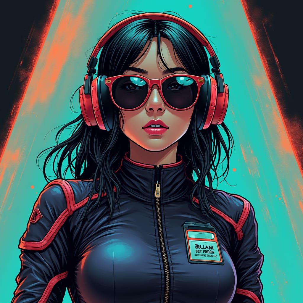 Mystical Opera Witch in Cyberpunk Manga Style